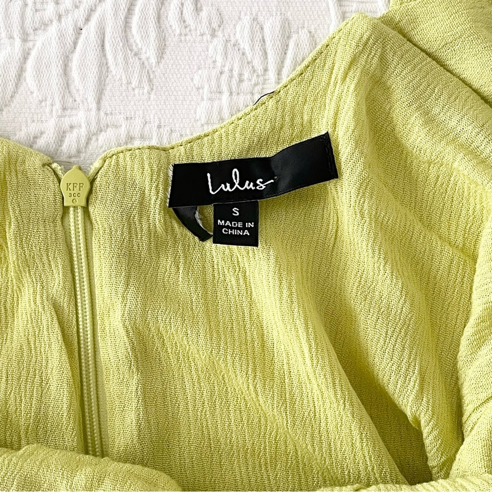 NWOT Lulus Island Time Lime Green Ruffled Midi Dress Small - Picture 4 of 7